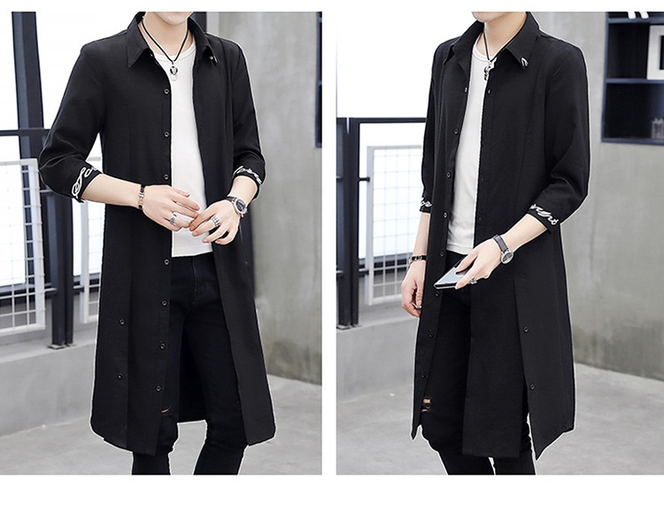 Damenbekleidung Dropshipping Sommer Neuer Herren Trenchcoat Stilvolle, verlängerte, kniehohe Sonnenschutzjacke mit halben Ärmeln Cape_voghion.com