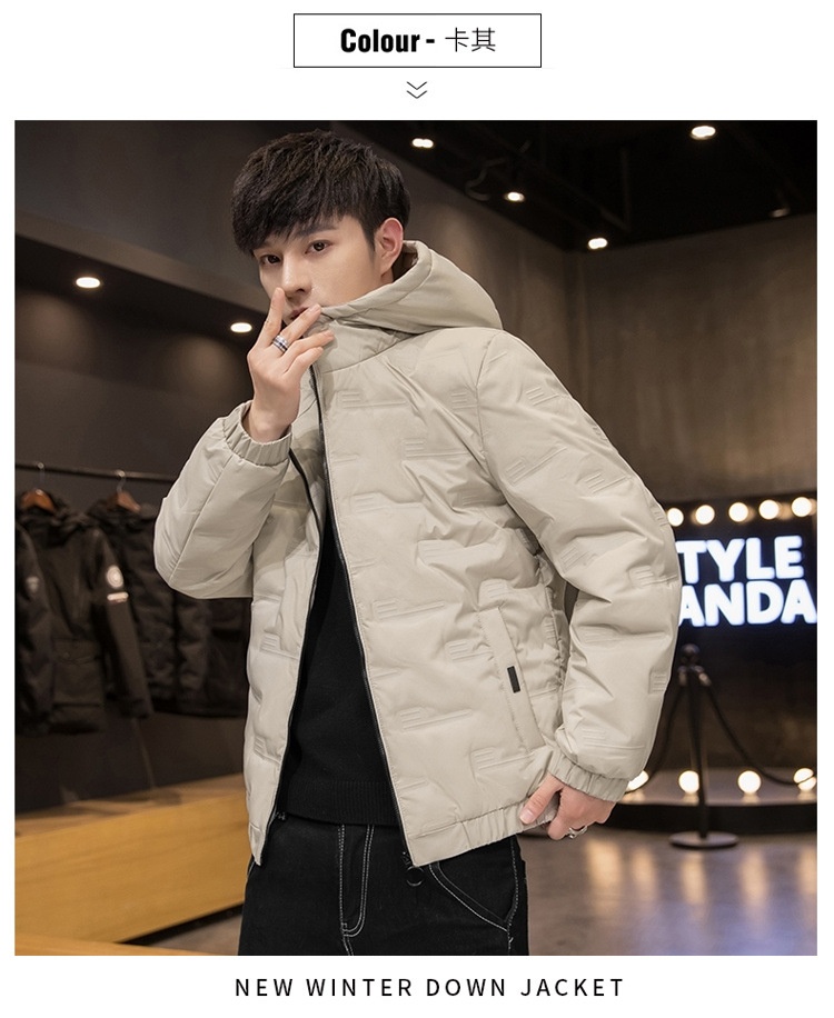 Jungen Herren Winterjacke Neue Mode Lässig Vielseitig Warm Jugend Kurz Kapuzenmantel Einfarbig Weiß Entendaunenmantel_voghion.com