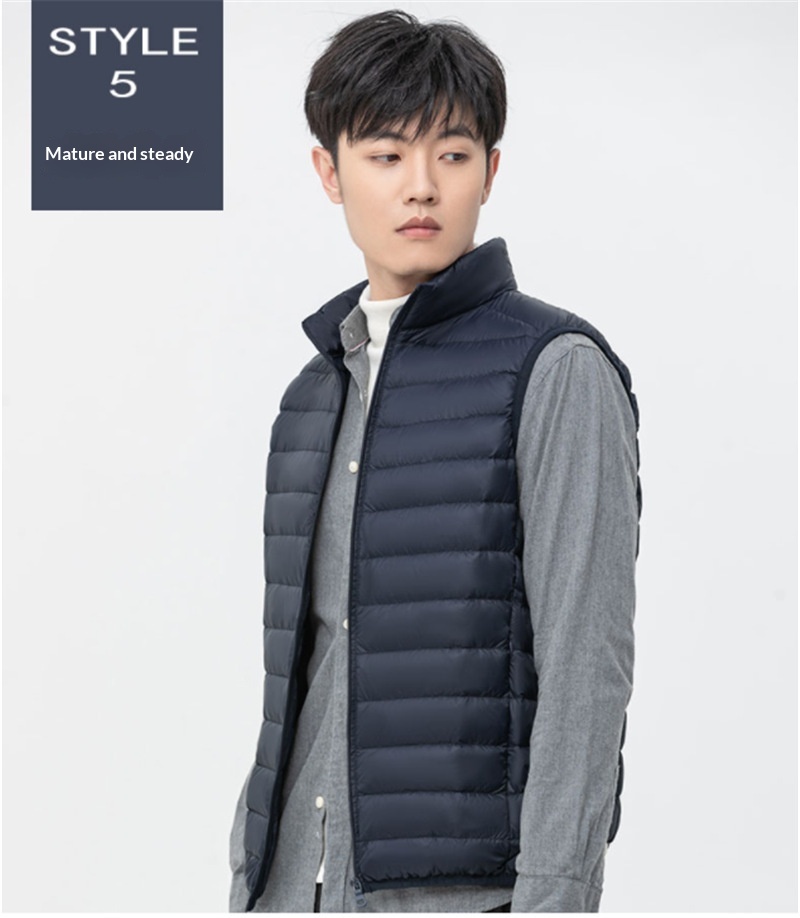 Leichte Herren-Daunenjacke für Herbst und Winter, kurz geschnitten, mit Stehkragen, ultraleicht, lässig und ultraleicht._voghion.com