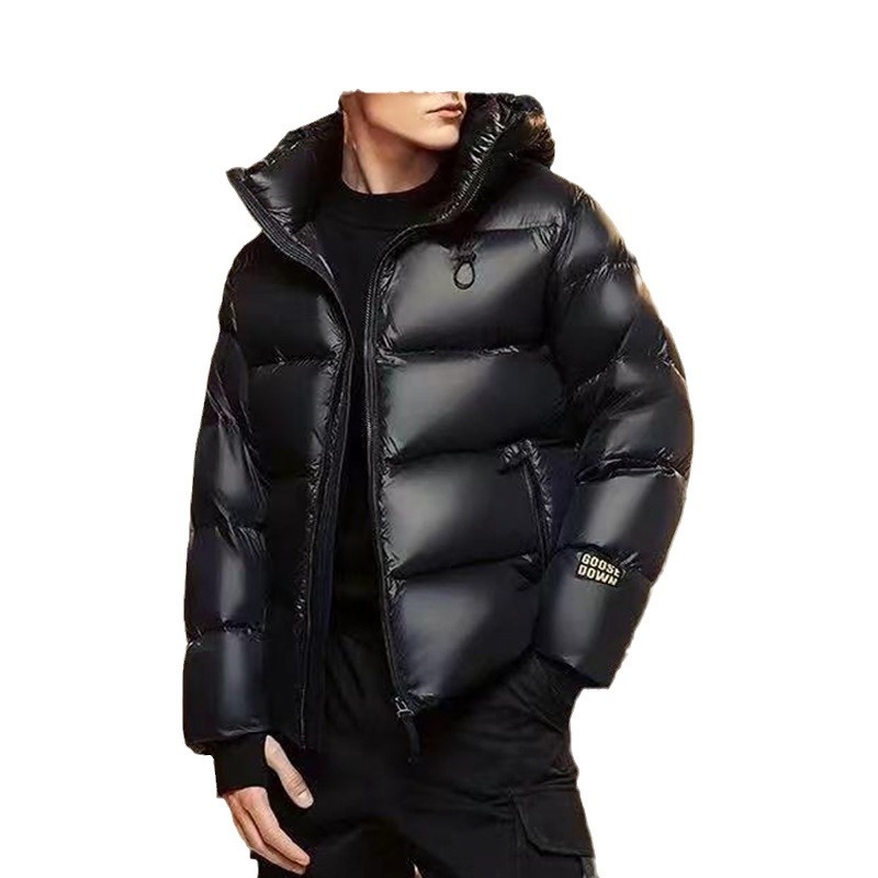 Erkek Siyah Altın Kaz %90 Karantina Kış Kapüşonlu Kısa Ceket Erkek Sıcak Mont İş Giysisi Kuş Tüyüyle Doldurulmuş_voghion.com