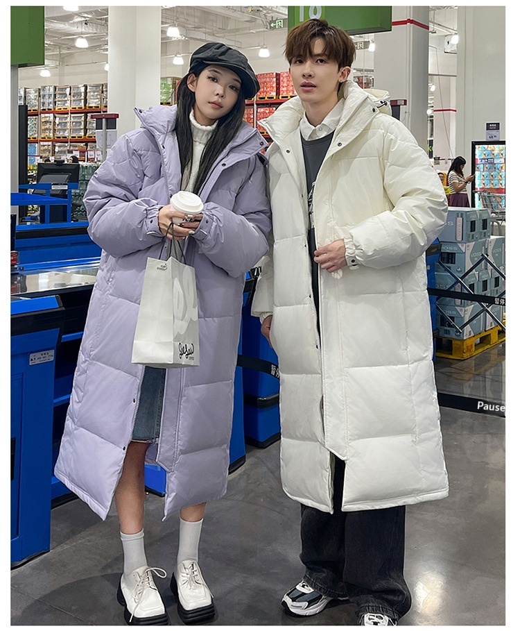 Erkek Kış Ekstra Uzun Diz Üstü Ceket Erkek Kalınlaştırılmış Zhonxi Mont Çift Stil Siyah Beyaz Kaz Tüyü Sanat Sınavı_voghion.com