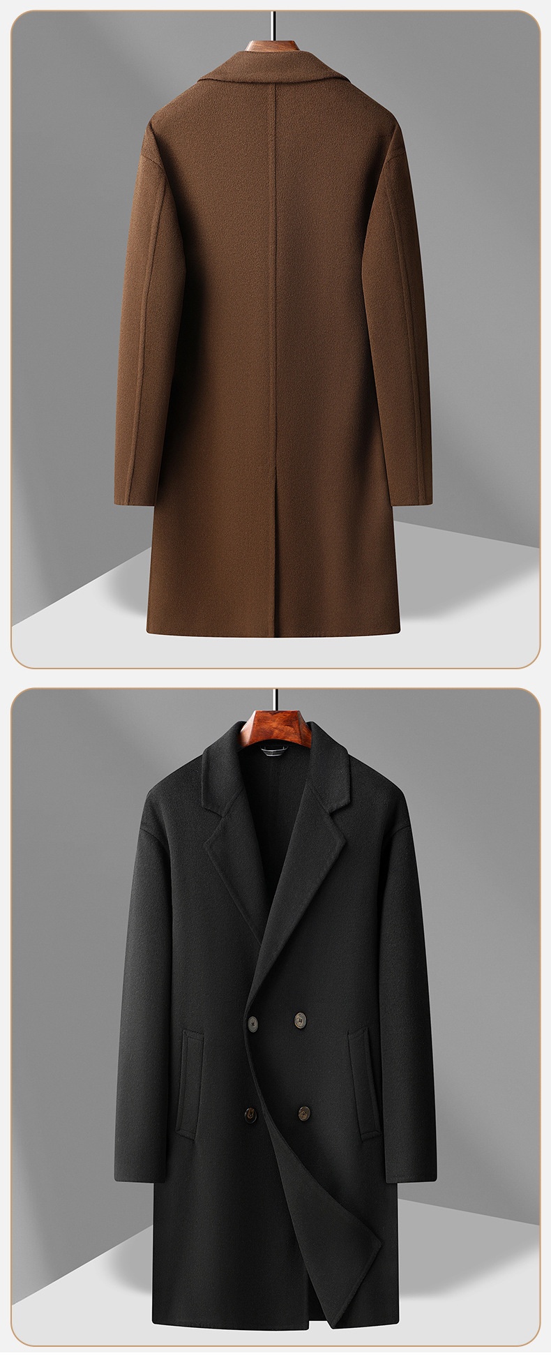 boy Boy 2025 Winter New Men's Long Double-Breasted Plus Size Business Casual Light Reversible Wool Coat_voghion.com