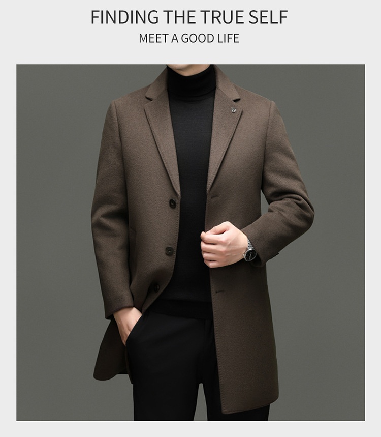 Boy Brand mittellanger Wollmantel aus reiner Wolle, Herren-Winterjacke mit herausnehmbarem Daunenfutter und Kragen_voghion.com