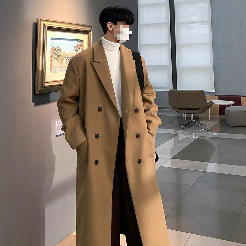 Boy Boy Nieuwe jas voor heren, halflange overknee kasjmier dubbelzijdige wollen trenchcoat, winter Koreaanse stijl_voghion.com