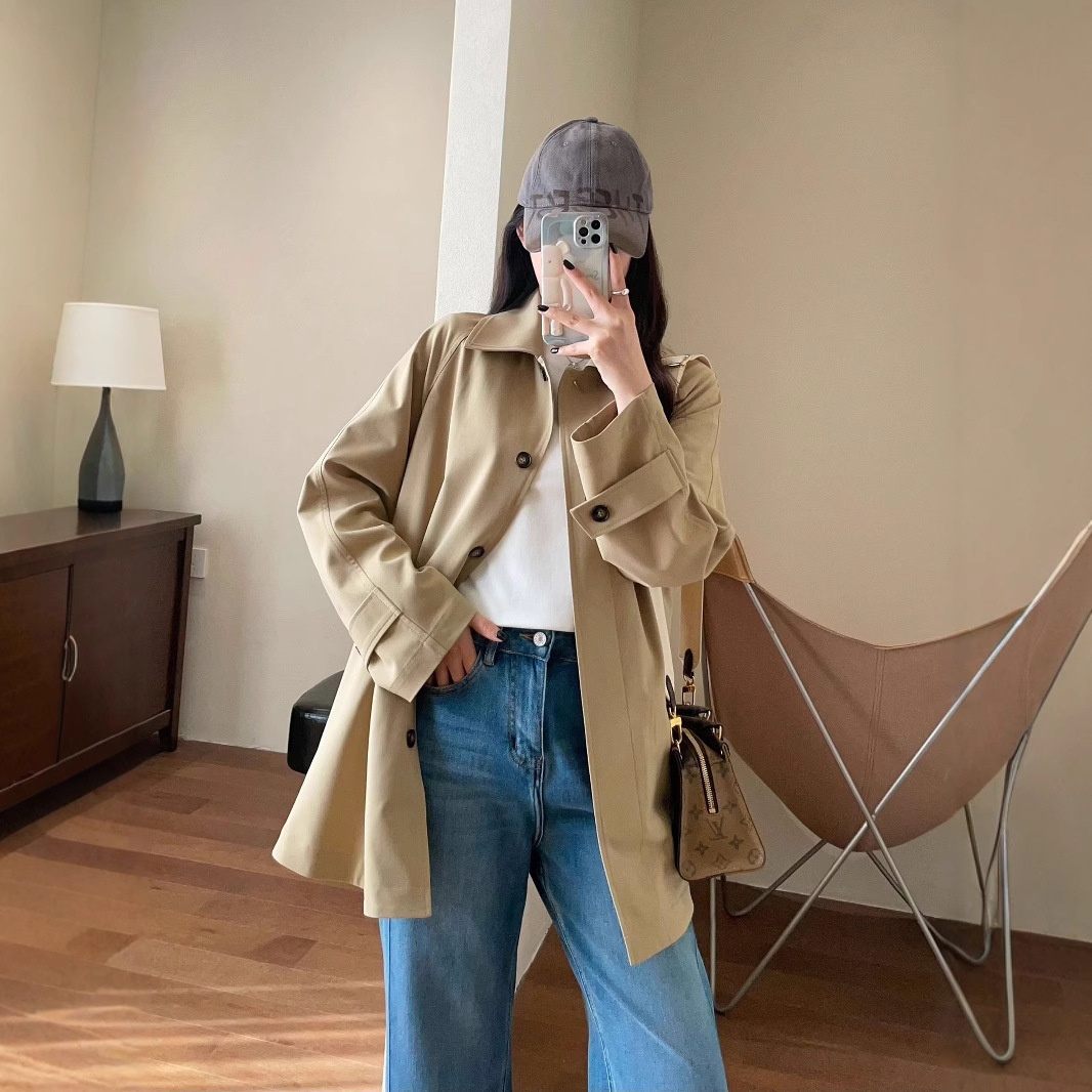 Women's Same Style!British Style Spring Women's Mid-Length Wool For Petite Women Trench Coat_voghion.com