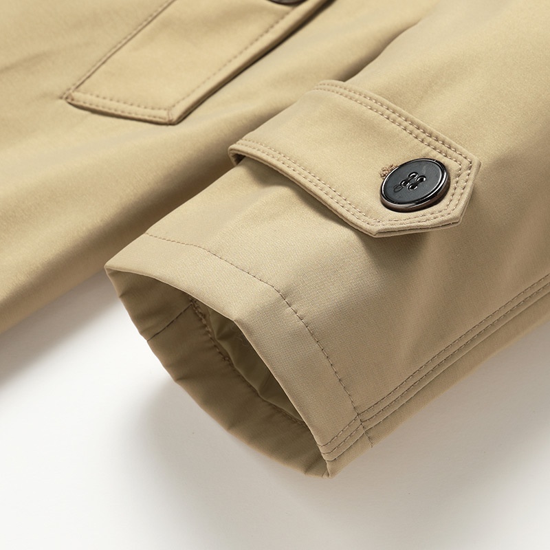 Damenbekleidung 2025 Neue große Größen Herren für Männer mittleren und jungen Alters Koreanischer Stil Slim Fit Einreiher Midi-Länge Trenchcoat_voghion.com