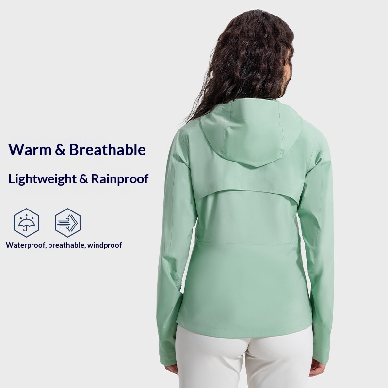 Abbigliamento da donna Giacca a vento con cappuccio da donna per autunno e inverno, antivento, impermeabile, traspirante, sportiva, da donna, per il fitness_voghion.com