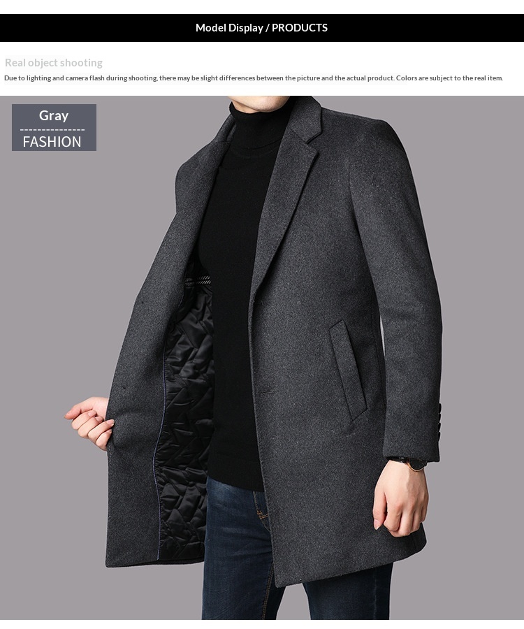 Boy Herrenmantel Herbst/Winter 2025 für junge und mittelalte Männer, mittellanger Trenchcoat mit Anzugkragen, warme Wolljacke_voghion.com