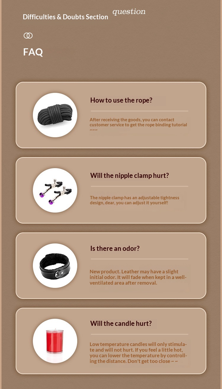 Eros Lab Bondage-Spielzeug-Requisiten Komplettes Set Fesselseile für Mann und Frau Flirt-Fußfesseln Spielzeug-Überraschung Nippelklemmen SM_voghion.com