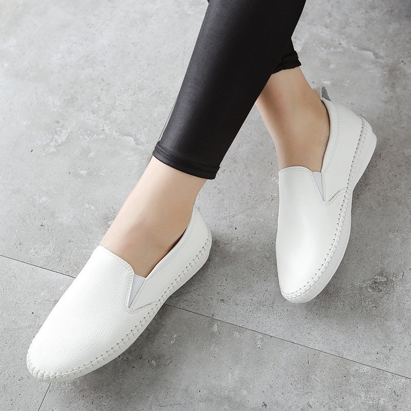 ShoeGlobe Atmungsaktive weiße Sommerschuhe für Damen mit hohler Sohle, vielseitig, mit weicher Sohle, flach zum Hineinschlüpfen, lässig, ideal für Krankenschwestern und bequeme Freizeitschuhe_voghion.com