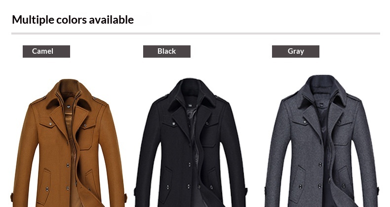 boy Boy Cross-Border Exclusive Autumn Winter Wool Double Layer Collar Neck Protection Men's Mid-Length Trench Casual Woolen Coat_voghion.com