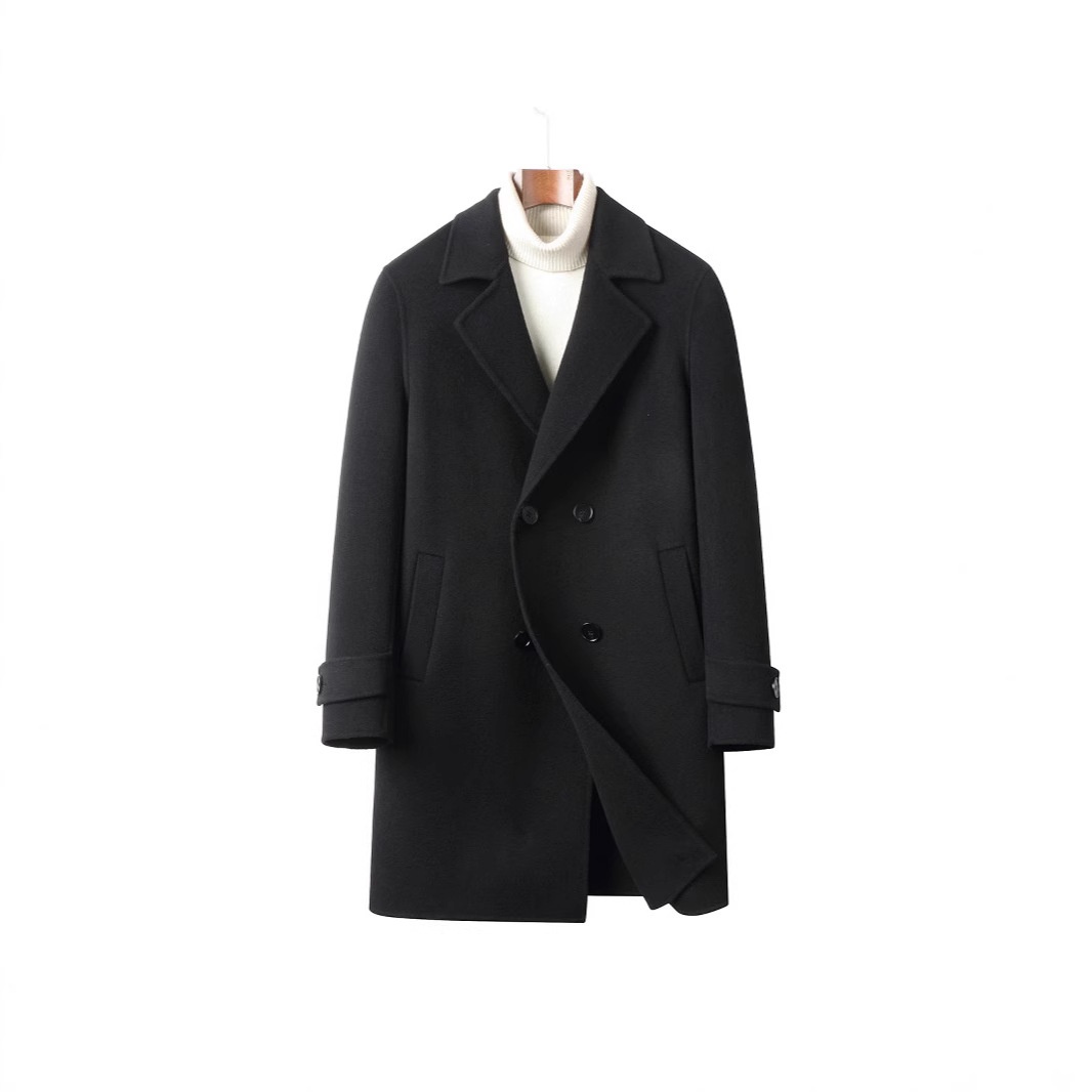 boy Boy 100% Autumn Winter Wool Men's Suit Collar Double Breasted Jacket Trench Woolen Mid-Length Coat_voghion.com