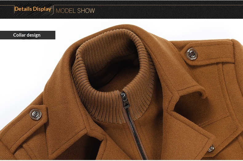 boy Boy Cross-Border Exclusive Autumn Winter Wool Double Layer Collar Neck Protection Men's Mid-Length Trench Casual Woolen Coat_voghion.com