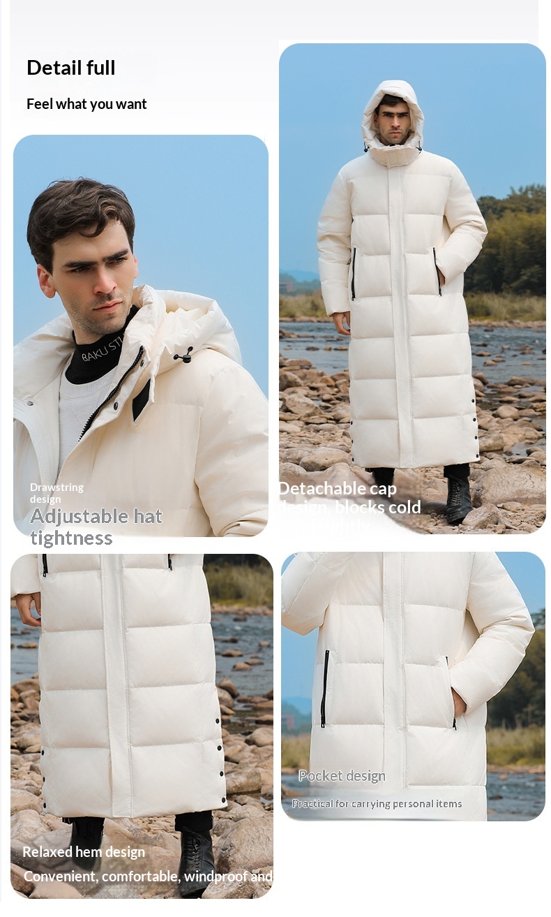 boy Down Jacket 2024 Winter New Couple Long Detachable Hood Thickened Warm High-end Casual Men's Coat Trendy_voghion.com