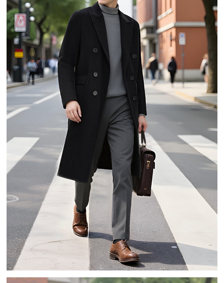 Manteau d'hiver pour garçon, 100 % laine, longueur genou, style coréen, double face, en cachemire épais, style décontracté._voghion.com