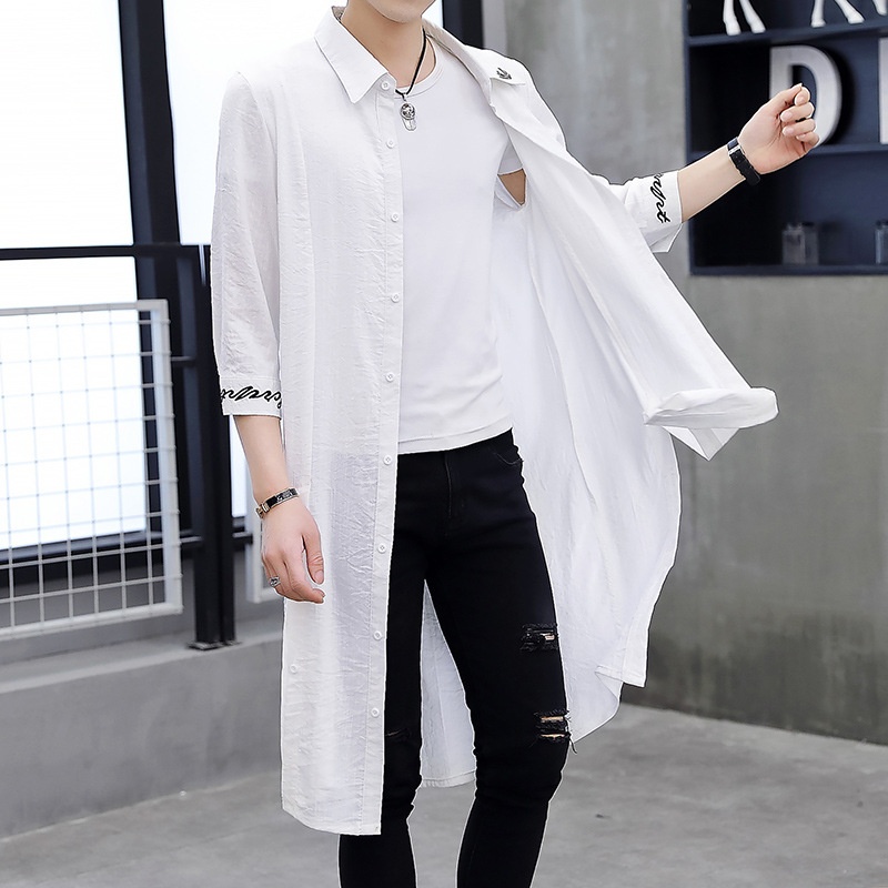 Damenbekleidung Dropshipping Sommer Neuer Herren Trenchcoat Stilvolle, verlängerte, kniehohe Sonnenschutzjacke mit halben Ärmeln Cape_voghion.com