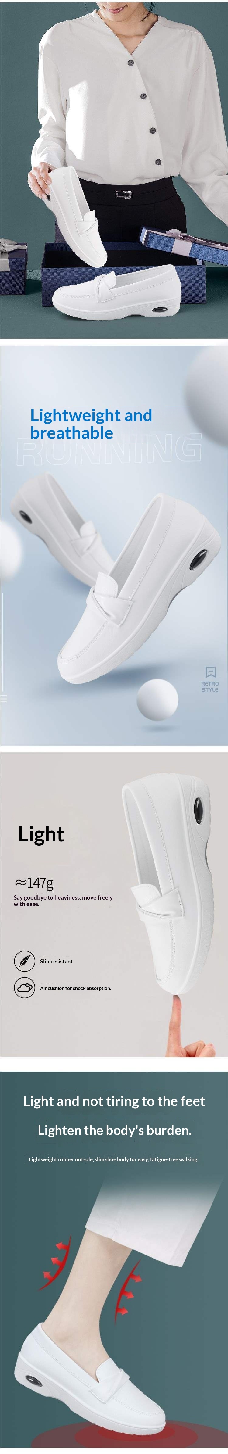 ShoeGlobe ShoeGlobe Breathable Nurse For Women, Non-Slip Medical Work Wear-Resistant Cushioned Casual Sh, Thick Sole Comfortable White_voghion.com