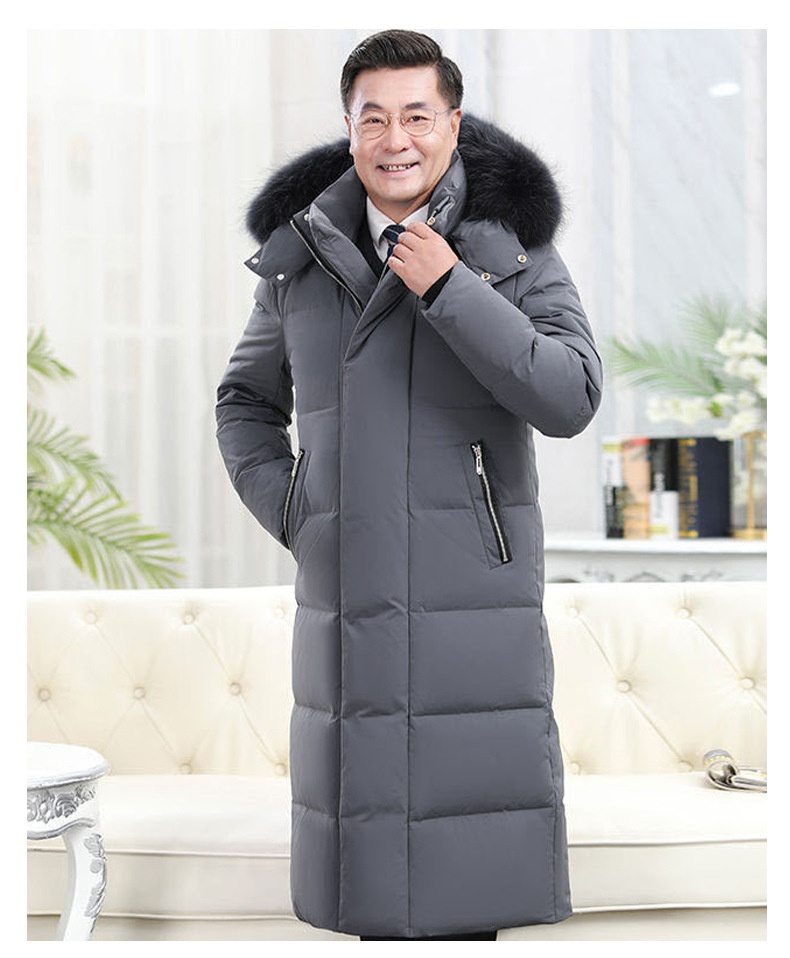 Cross-Border Dad Daunenjacke für Jungen, dick gefüttert, lang, knielang, für Herren mittleren Alters und Senioren, warme und trendige Winterbekleidung_voghion.com