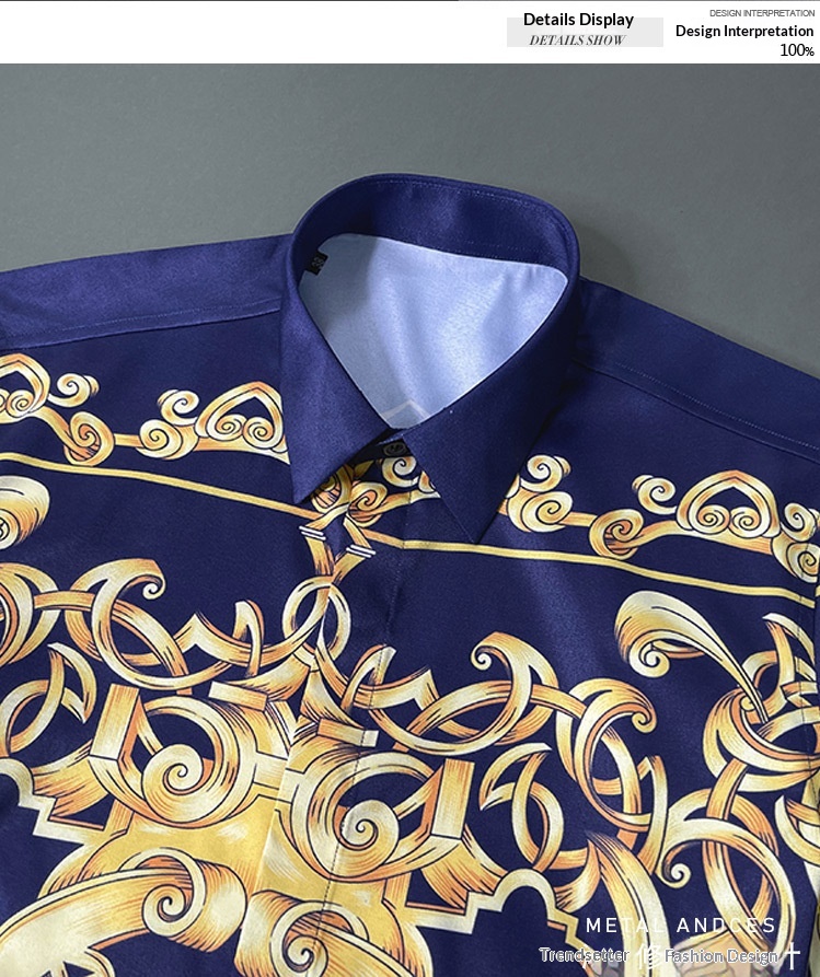 ForMen Gifan Belun European And American Style Short Sleeve Printed Slim Fit Men's Shirt Factory Supply_voghion.com