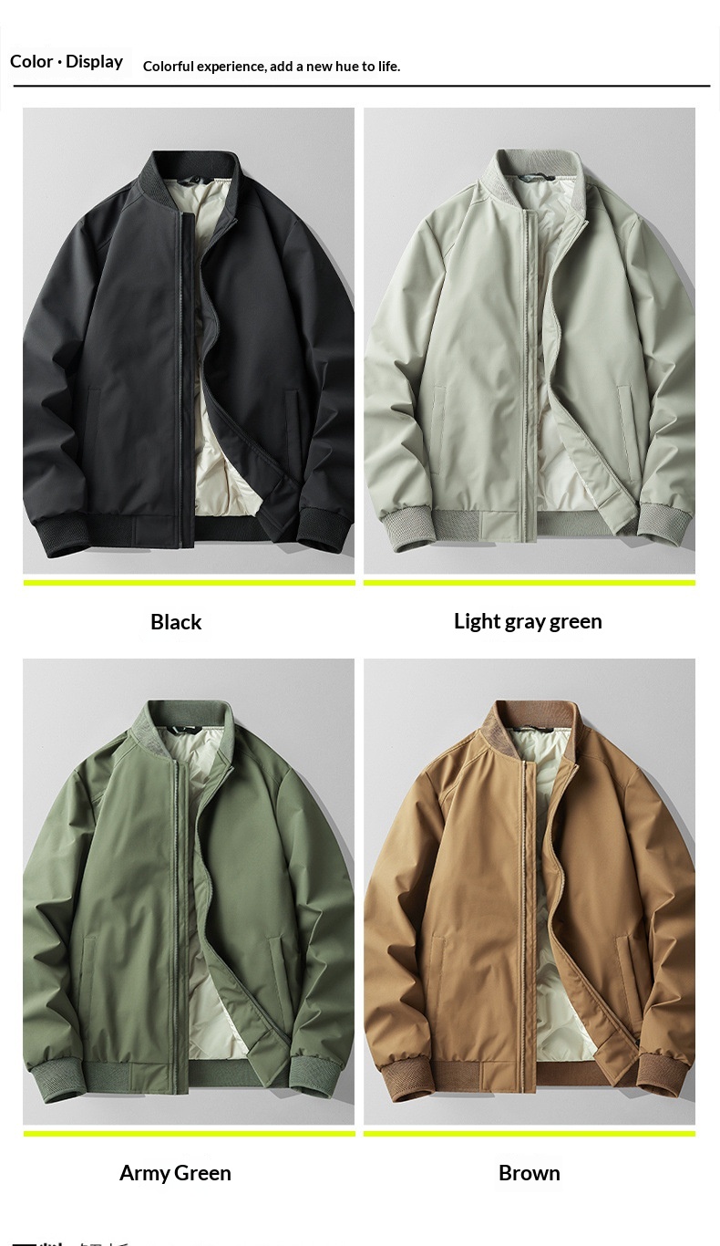 boy Cross-Border Baseball Collar Jacket Men's Winter Warmth Cold Protection 50% White Duck Down High-End Casual Coat Men_voghion.com