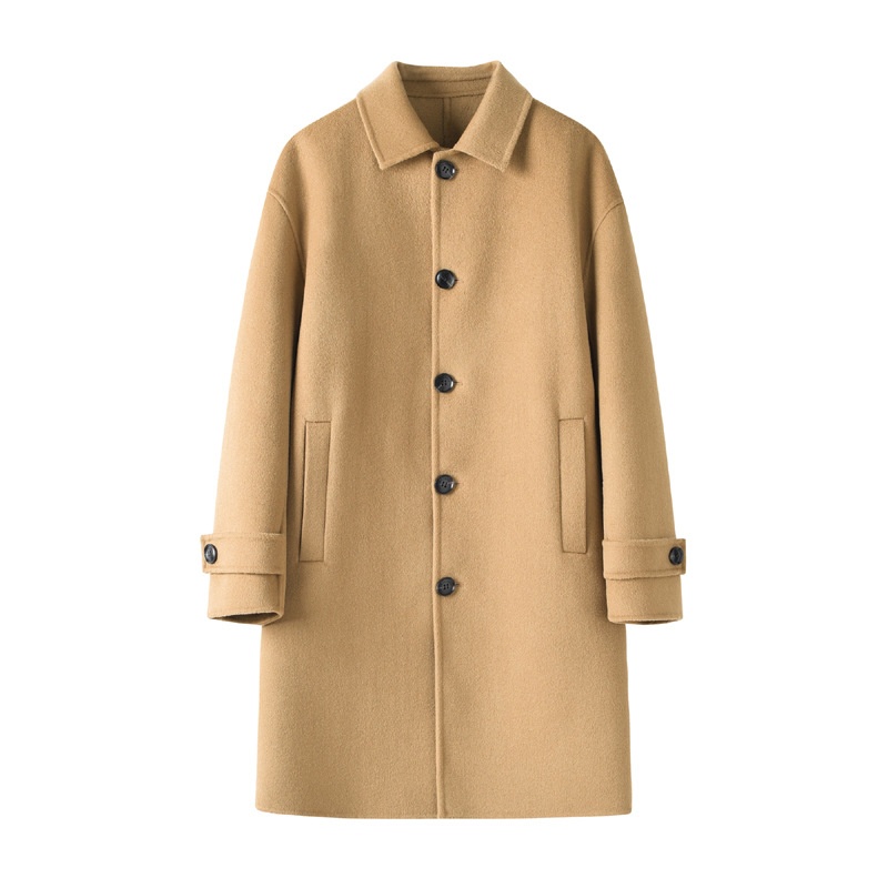 boy Boy Winter Korean Version Double-Sided Cashmere For Men High-End Turn-Down Collar Loose Drop Shoulder Mid-Length Woolen_voghion.com