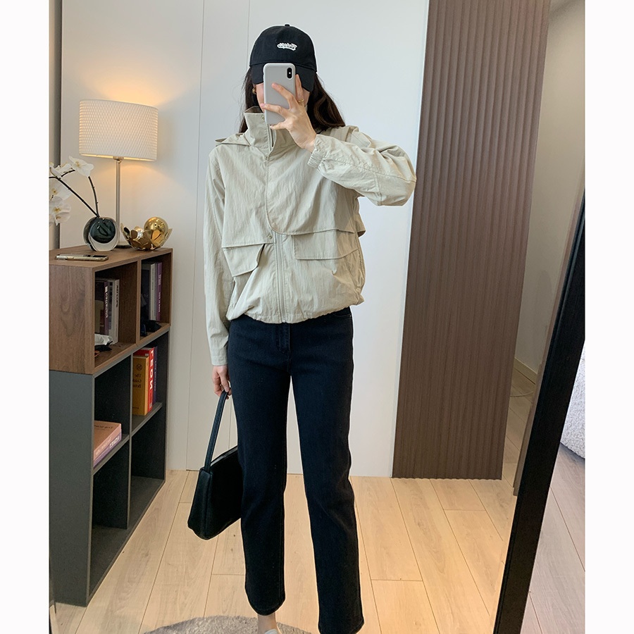 Women's Clothing Lu+ Lightweight Slimming Windproof Outdoor Long Sleeve Casual Sports Hooded Workwear Trench Coat Short Jacket_voghion.com