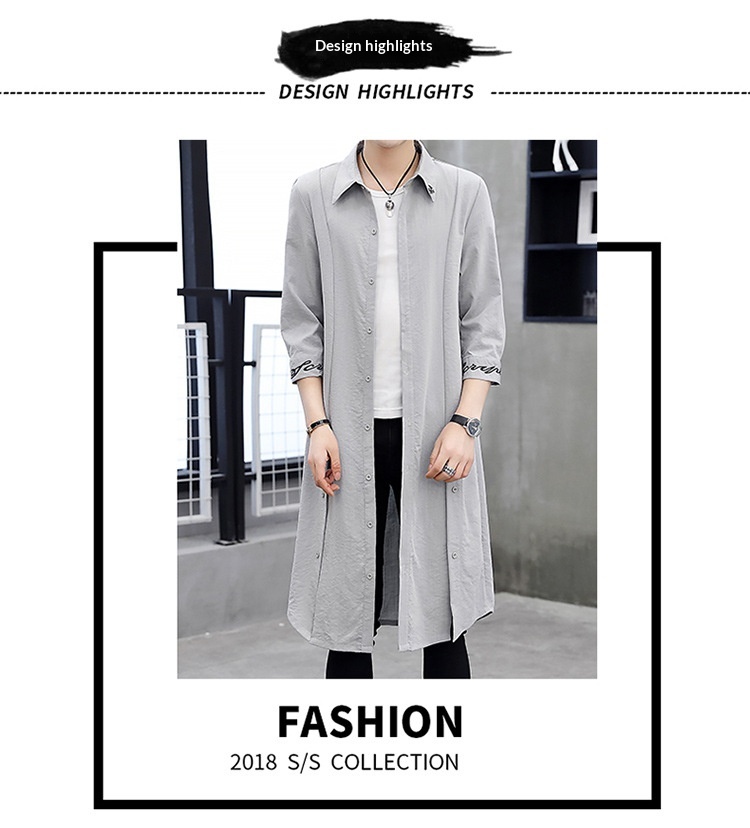 Damenbekleidung Dropshipping Sommer Neuer Herren Trenchcoat Stilvolle, verlängerte, kniehohe Sonnenschutzjacke mit halben Ärmeln Cape_voghion.com