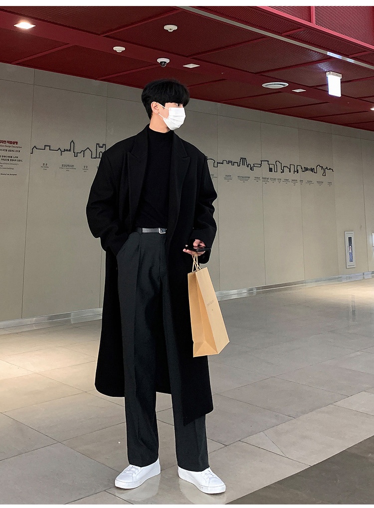 Boy Boy Nieuwe jas voor heren, halflange overknee kasjmier dubbelzijdige wollen trenchcoat, winter Koreaanse stijl_voghion.com