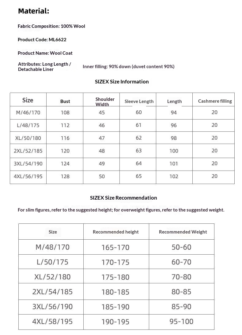 Manteau long d'automne-hiver pour homme, 100 % laine, col à revers pointus, doublure amovible en duvet d'oie, idéal pour les jeunes professionnels d'âge mûr. Chaud et confortable._voghion.com