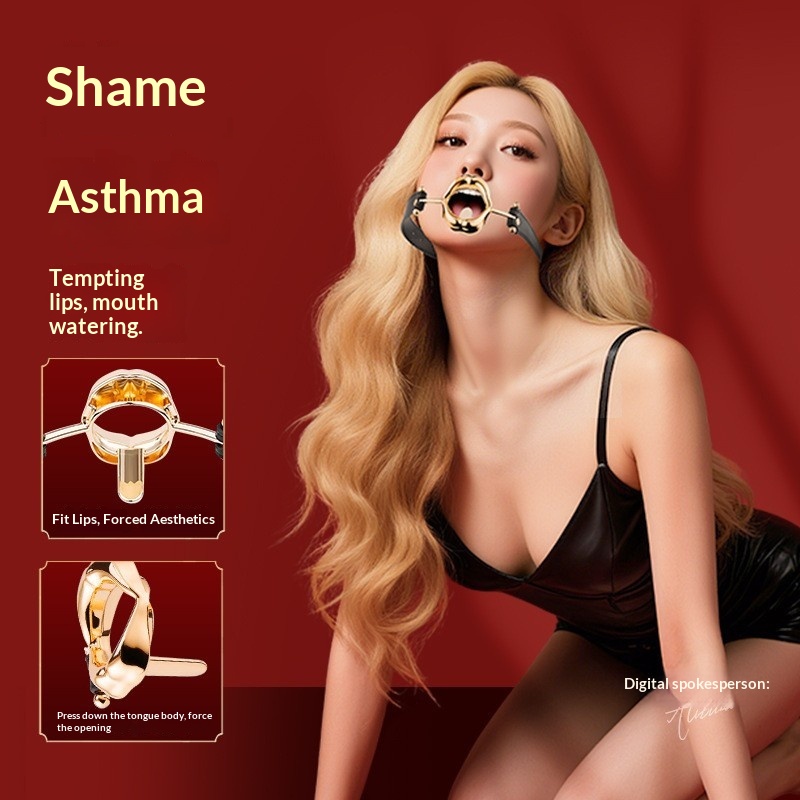 Eros Lab Rose Gold Ball SM Props Adult Erotic Flirting Metal Tongue Depression Mouth Gag Training Sex Aid Toys_voghion.com