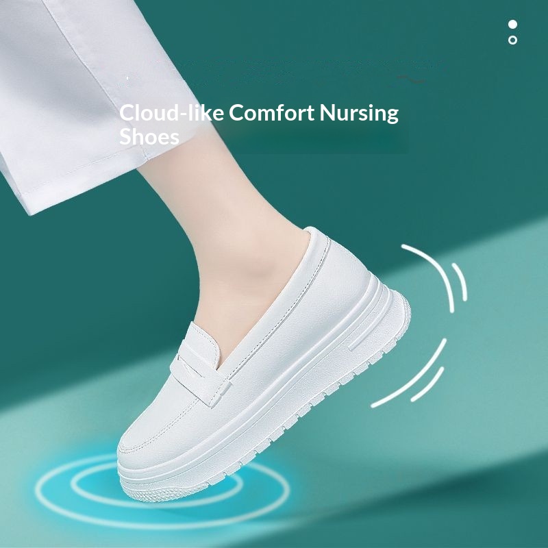 ShoeGlobe Damen-Krankenschwesterschuhe, dicke Sohle, atmungsaktiv, für Frühling und Herbst, bequem, zum Hineinschlüpfen, lässiger Low-Top-Schuh, geeignet für medizinische Zwecke_voghion.com