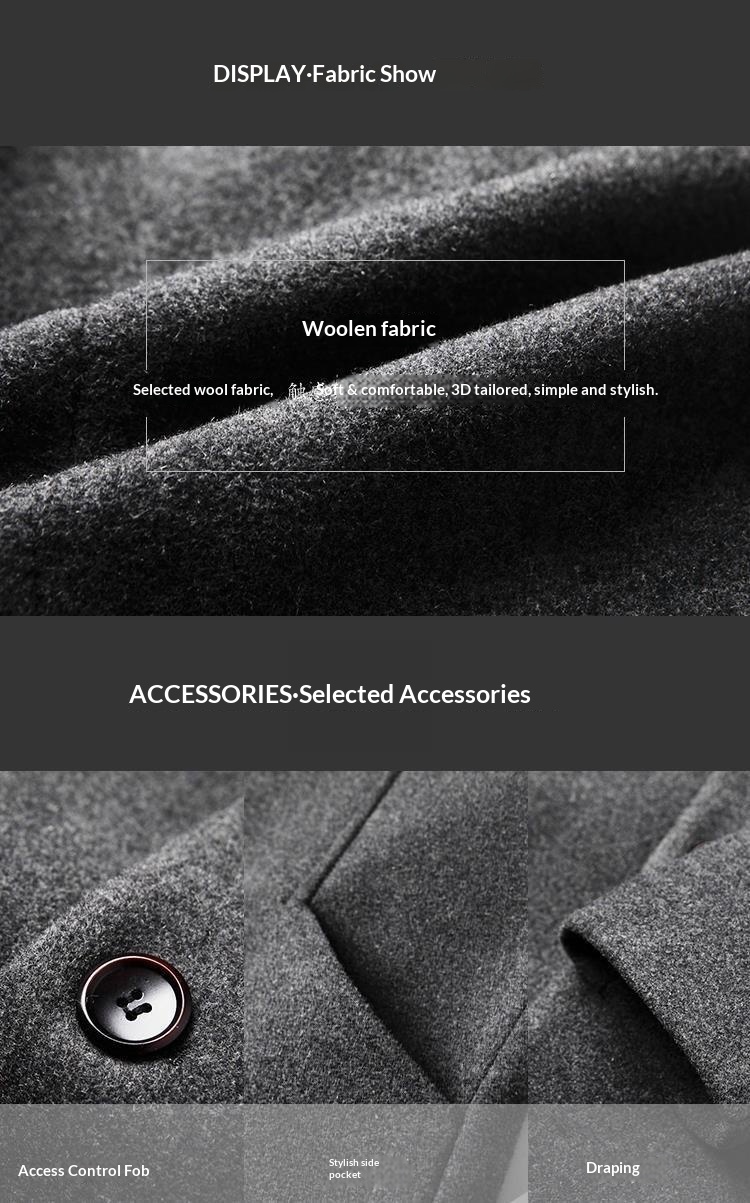 boy Boy 2025 New Autumn Winter Casual Slim Trench Coat Mid-Length Woolen Men's Clothing_voghion.com