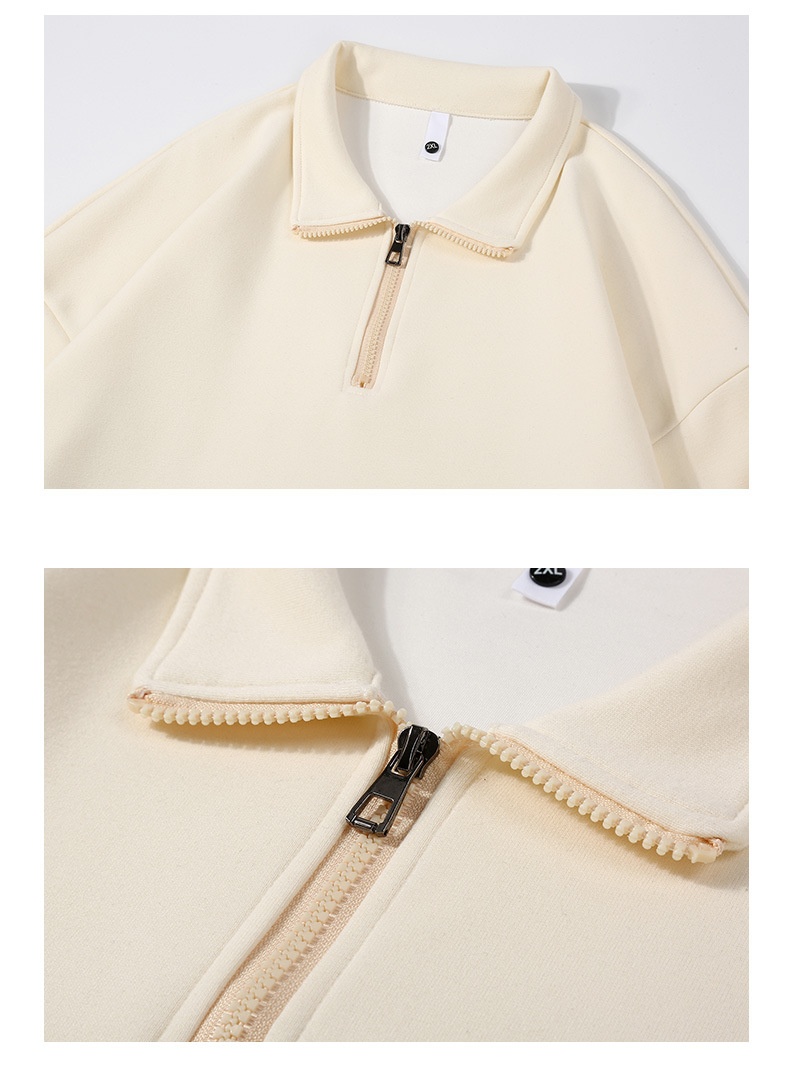 boy Kunhaipengyun Autumn New Fleece-Lined Thickened Stand Collar Sweatsh Men's Mountain Style Outdoor Solid Color Polo_voghion.com