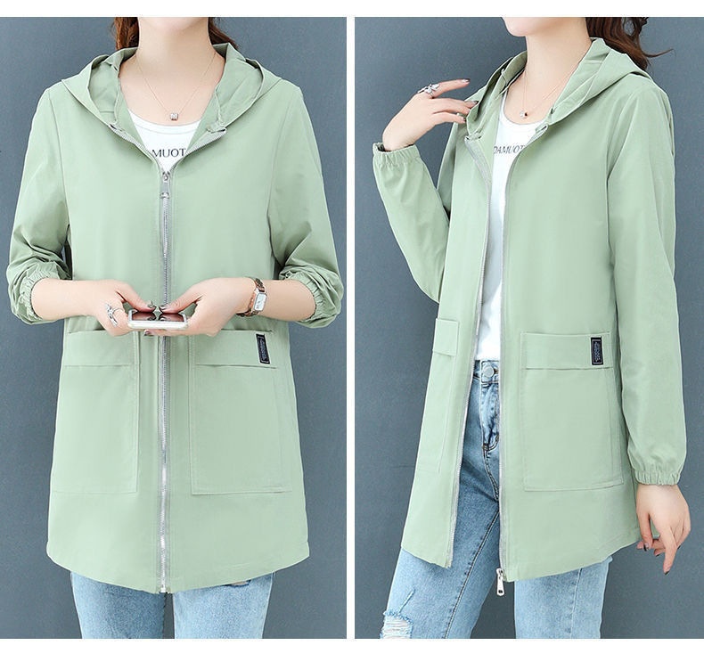 Women's Clothing Plus Size Women's Hooded Mid-Length 40-150kg Loose Korean Style Slimming Trench Coat For Autumn_voghion.com