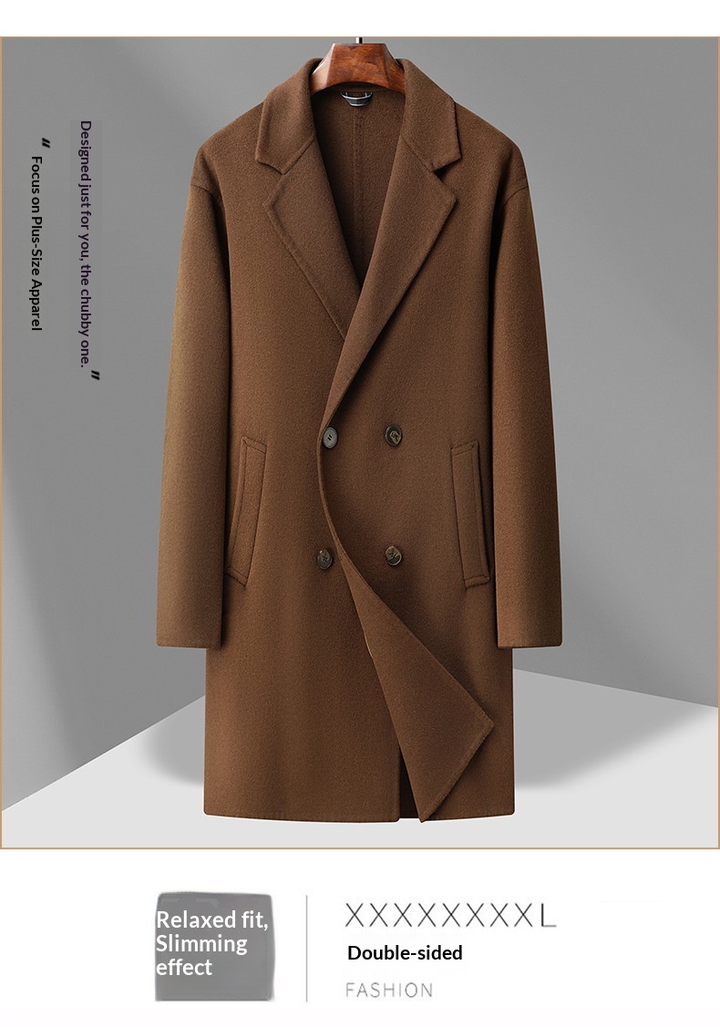 boy Boy 2025 Winter New Men's Long Double-Breasted Plus Size Business Casual Light Reversible Wool Coat_voghion.com