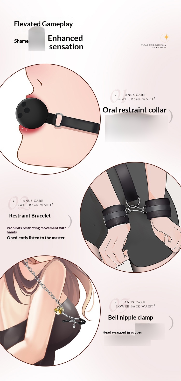 Eros Lab SM Set Sexspielzeug für Paare im gemeinsamen Bett Hilfsmittel Mundknebel Handschellen Fesselseil_voghion.com