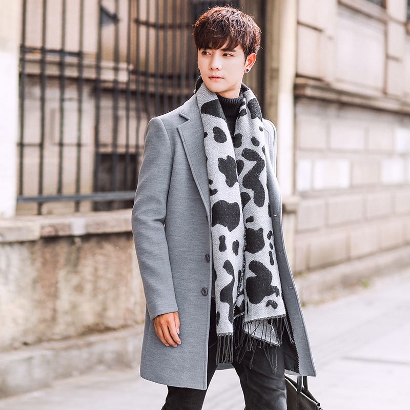 boy Boy Winter New Men's Wool Korean Style Slim Fit Mid-Length Trench Thickened Warm Woolen Coat_voghion.com