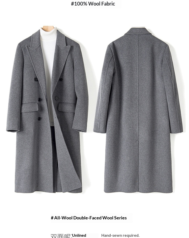 Manteau d'hiver pour garçon, 100 % laine, longueur genou, style coréen, double face, en cachemire épais, style décontracté._voghion.com