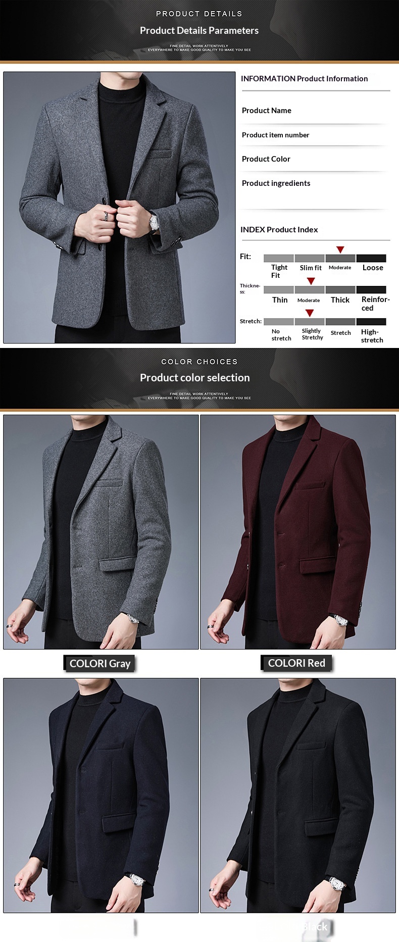 boy Boy Business Casual 2023 Autumn Winter Short Suit Solid Color Lapel Middle-aged Gentleman Wool Men's Coat_voghion.com
