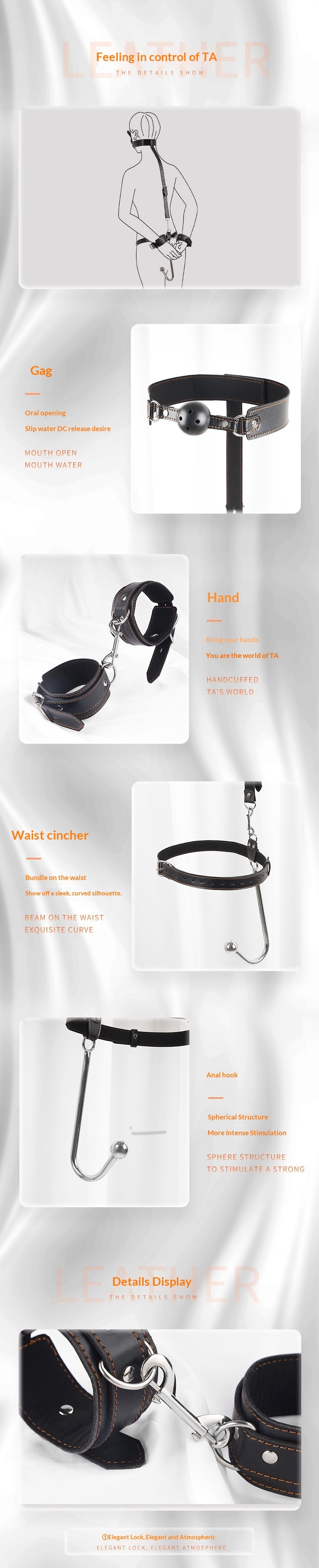 Ensemble de crochet anal sexy Eros Lab : accessoires alternatifs, collier de contention, bâillon, menottes, punition, entraînement, jouets sexuels pour adultes_voghion.com