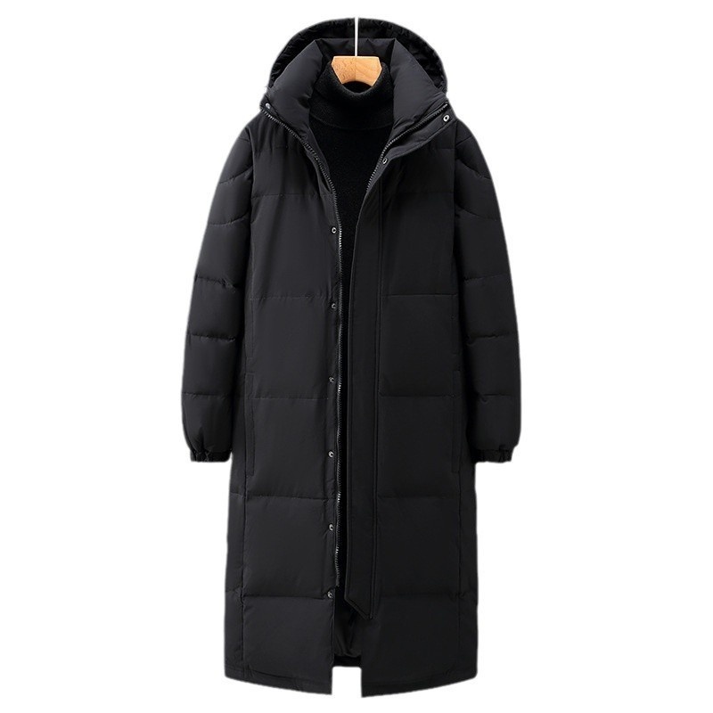 boy Winter Extra Lon Over-the-Knee Jacket Men's Thickened Zhonxi Coat Couple Style Black White Goose Down Art Exam_voghion.com