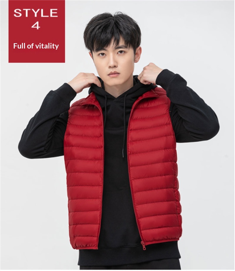 Leichte Herren-Daunenjacke für Herbst und Winter, kurz geschnitten, mit Stehkragen, ultraleicht, lässig und ultraleicht._voghion.com