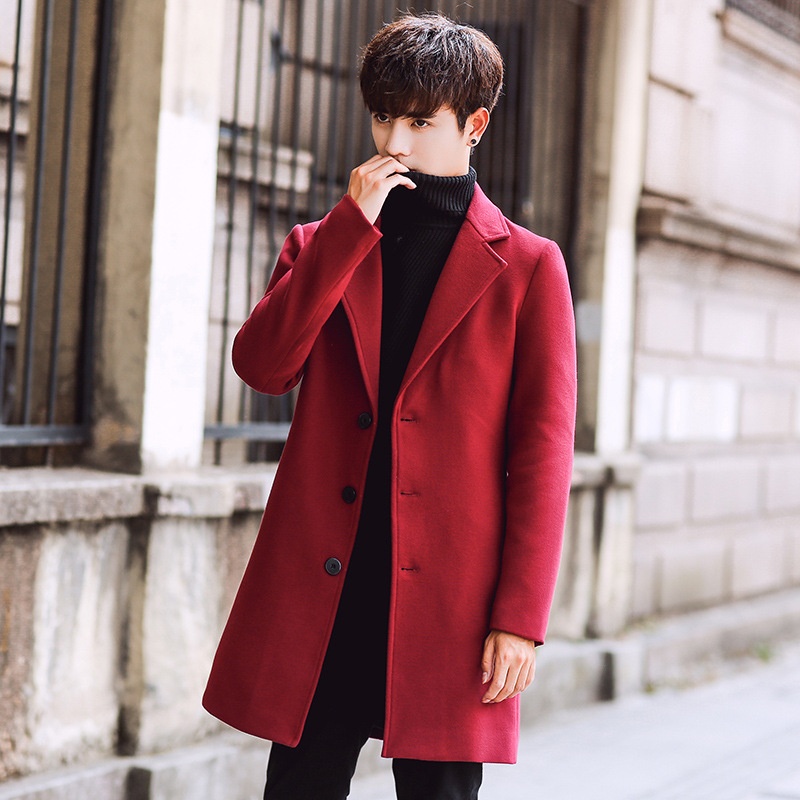 boy Boy Winter New Men's Wool Korean Style Slim Fit Mid-Length Trench Thickened Warm Woolen Coat_voghion.com