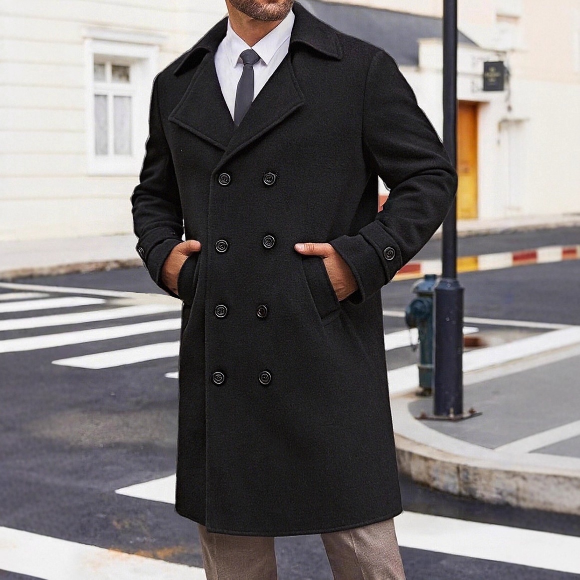 boy Boy Cross-Border Autumn Winter New European And American Trench Coat Men's Double-Breasted Mid-Length Woolen Overcoat_voghion.com