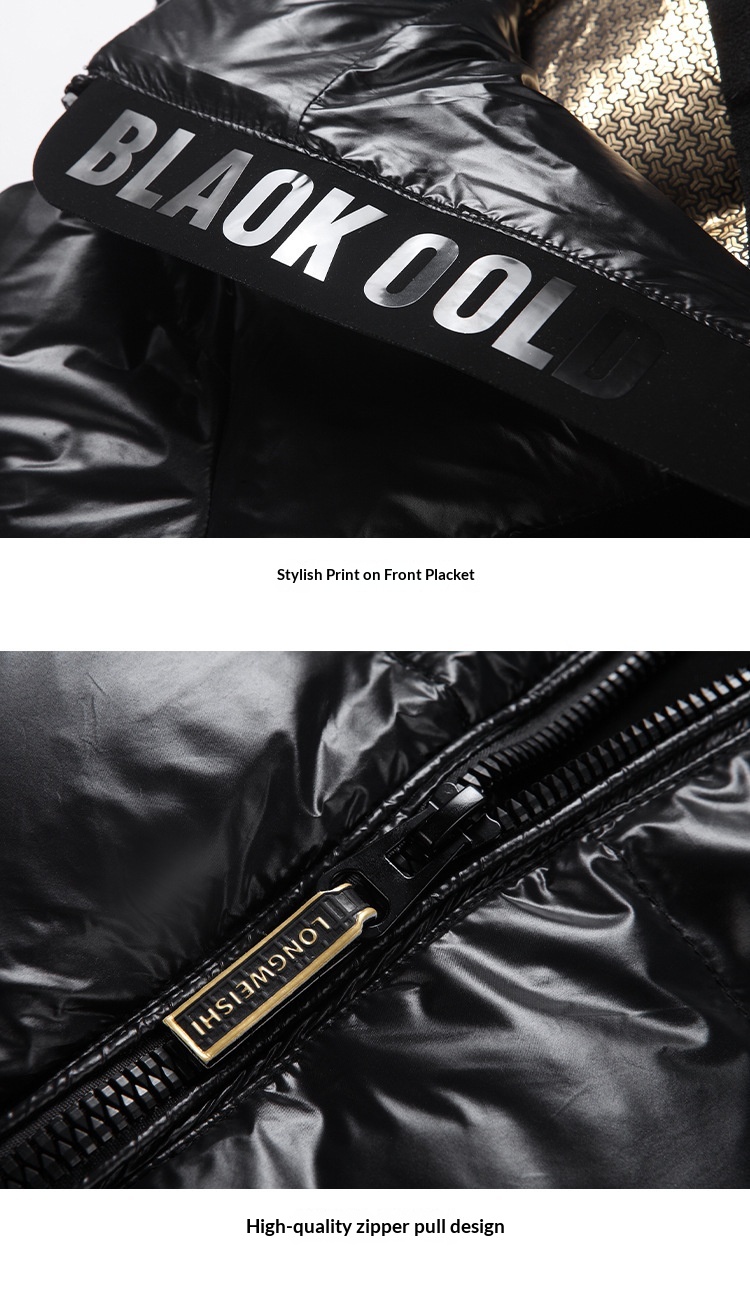 Erkek ve Kadınlar İçin Yeni Siyah Altın Beyaz Kaz Tüyü Mont, Çift Stili, Kısa Mont, Diz Üstü, Kışlık Kalınlaştırılmış_voghion.com