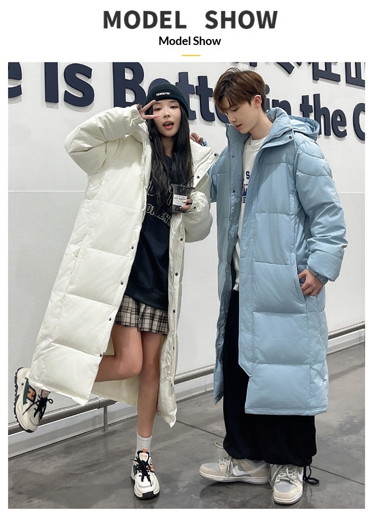 Erkek Kış Ekstra Uzun Diz Üstü Ceket Erkek Kalınlaştırılmış Zhonxi Mont Çift Stil Siyah Beyaz Kaz Tüyü Sanat Sınavı_voghion.com