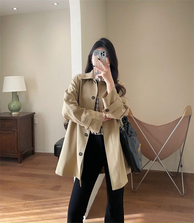 Women's Same Style!British Style Spring Women's Mid-Length Wool For Petite Women Trench Coat_voghion.com