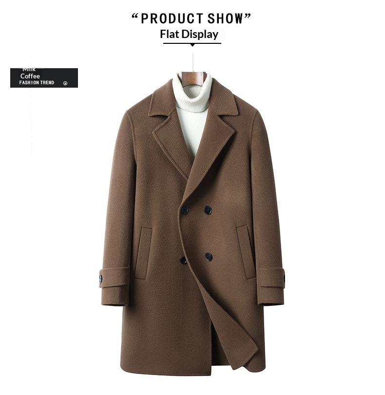 boy Boy 100% Autumn Winter Wool Men's Suit Collar Double Breasted Jacket Trench Woolen Mid-Length Coat_voghion.com