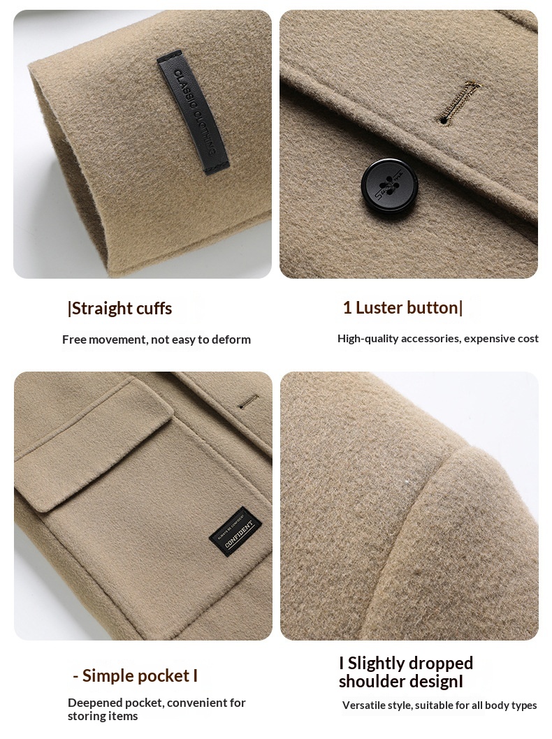 Trench-coat long homme en laine 100 % pour l'automne et l'hiver, à capuche double face et doublure en duvet._voghion.com