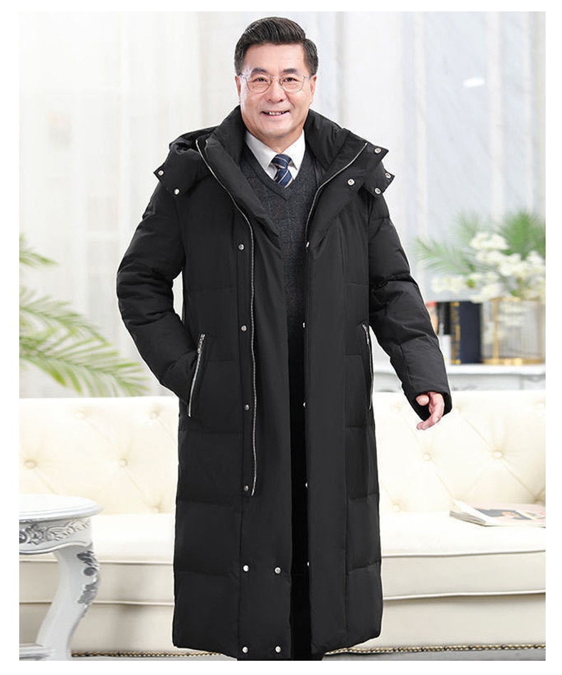 Cross-Border Dad Daunenjacke für Jungen, dick gefüttert, lang, knielang, für Herren mittleren Alters und Senioren, warme und trendige Winterbekleidung_voghion.com